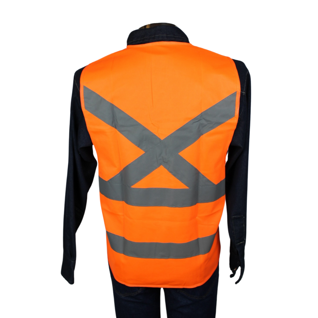 chaleco alta visibilidad naranja detras